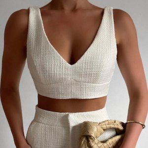 ADELAIDE TWO PIECE WIDE LEG SET IN WHITE